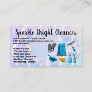 Cleaning Service Equipment Soap Bubbles Business Card