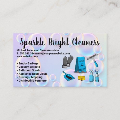 Cleaning Service Equipment  Soap Bubbles Business Card