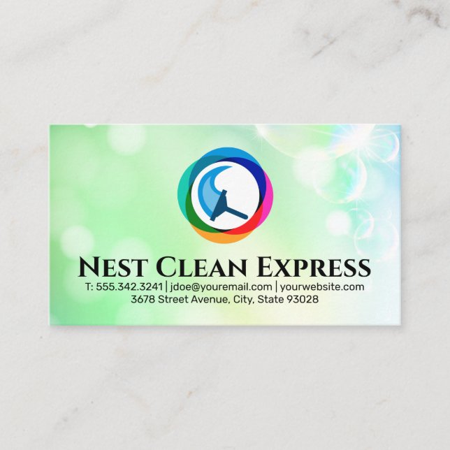 Cleaning Service Express | Soap Bubble Business Card (Front)