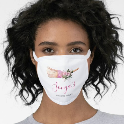 Cleaning Service Floral Broom Face Mask