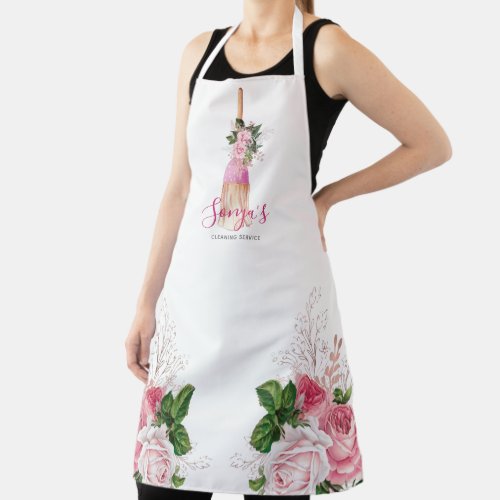 Cleaning Service Floral Business Broom Apron