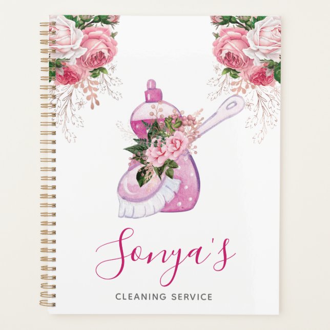 Cleaning Service Floral Cute dish soap Planner (Front)
