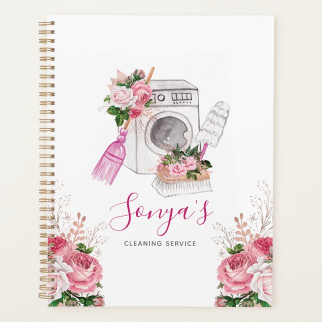 Cleaning Service Floral Cute Planner (Front)
