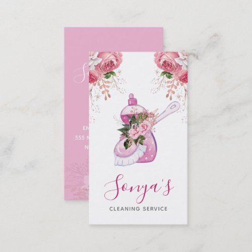Cleaning Service Floral Watercolor dish soap Business Card