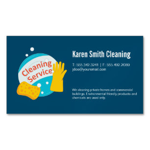 Cleaning Service   Gloves and Sponge Business Card Magnet