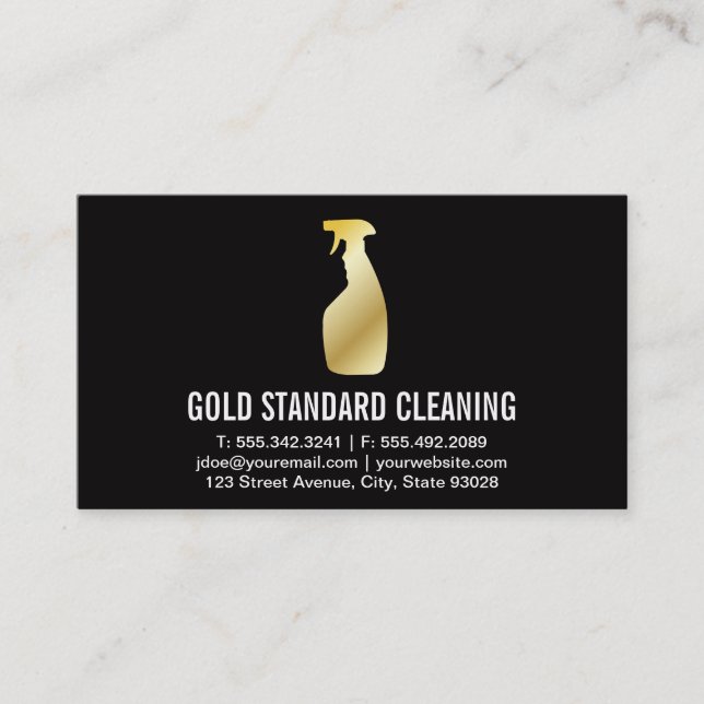 Cleaning Service (Gold) Business Card (Front)