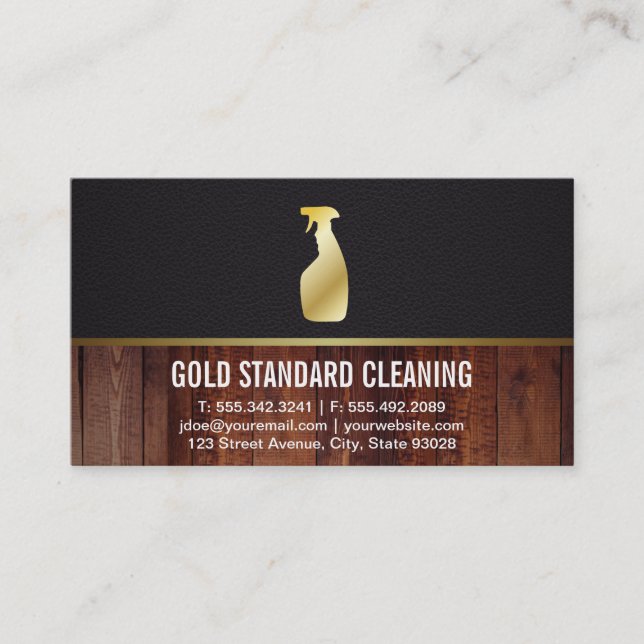 Cleaning Service (Gold) Business Card (Front)