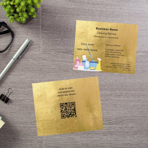 Cleaning service gold QR code Flyer