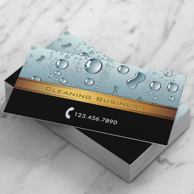 Cleaning Service Gold Stripe Business Card 