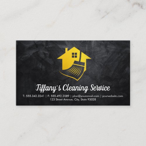 Cleaning Service  House and Broom Business Card