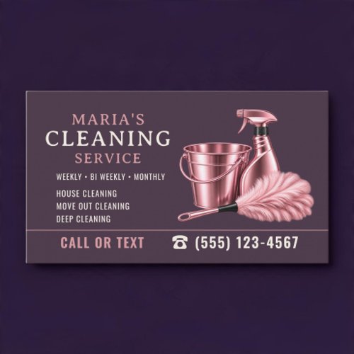 Cleaning Service House Cleaner Purple Pink Business Card
