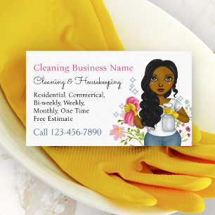 Cleaning Service House Cleaning Janitorial Floral Business Card