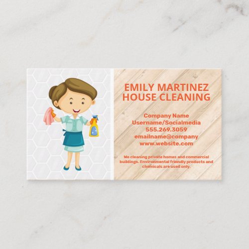 Cleaning Service  House Cleaning  Wood Floors Business Card