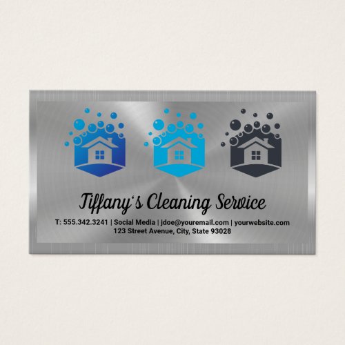 Cleaning Service House Logo  Metallic