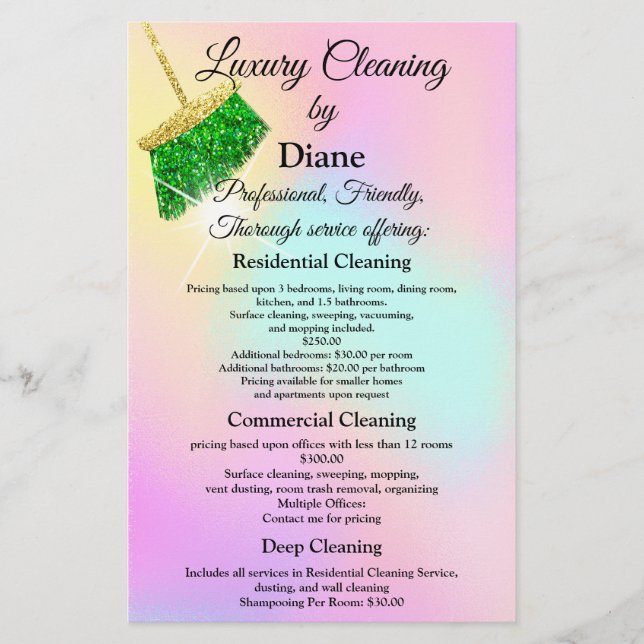 Cleaning Service House Office Keeping Maid QR Logo Flyer (Front)