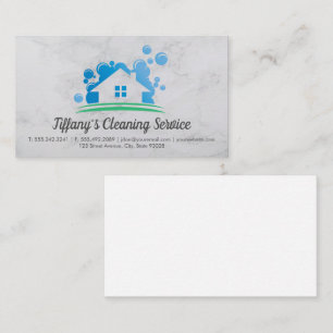 Cleaning Service   House Soap Bubble Logo Business Card