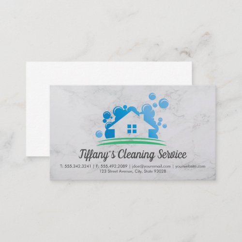 Cleaning Service  House Soap Bubble Logo Business Card