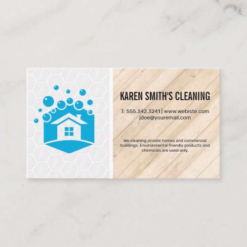 Cleaning Service  House Soap Bubbles Logo Business Card
