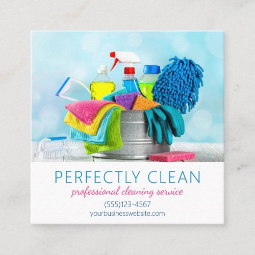 Cleaning Service Housecleaning Supplies Square Business Card