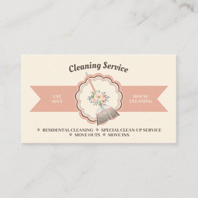 Cleaning service housekeeper maid janitorial business card