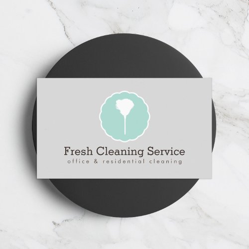 Cleaning Service Housekeeper Vintage Style Gray Business Card
