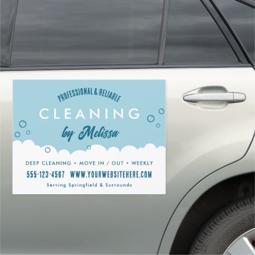 Cleaning Service Housekeeping Blue Marketing Car Magnet