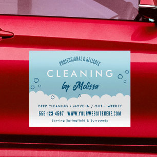 Cleaning Service Housekeeping Blue Marketing Car Magnet