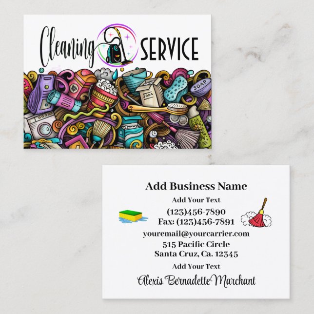 Cleaning Service Housekeeping  Business Card (Front/Back)