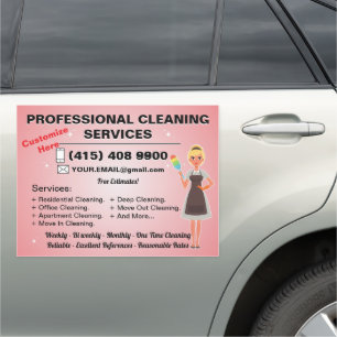Cleaning Service Housekeeping Janitorial Maid Car Magnet