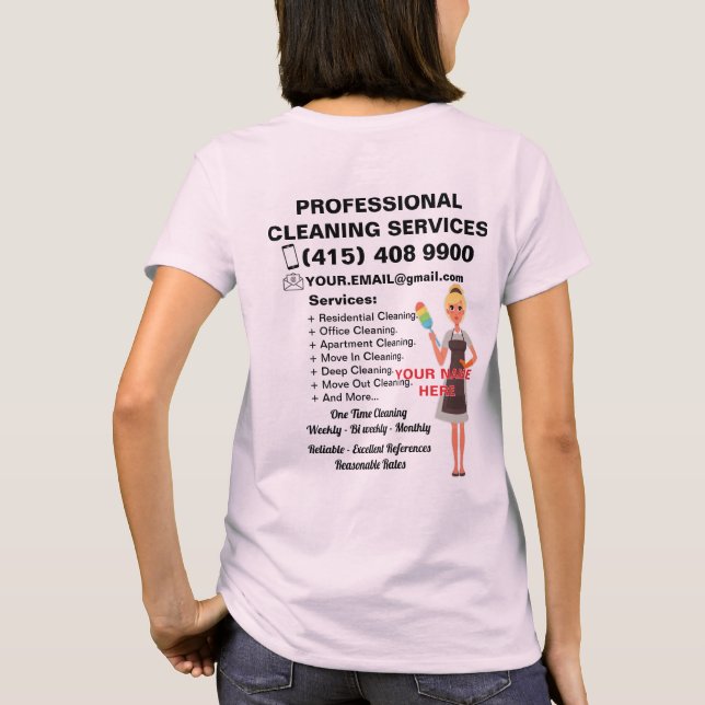 Cleaning Service Housekeeping Janitorial Maid  T-Shirt (Back)