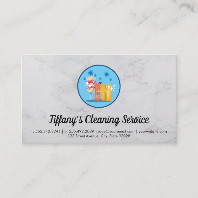 Cleaning Service | Housekeeping Services | Marble Business Card (Front)
