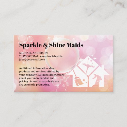 Cleaning Service Icons  Soap Bubbles Background  Business Card