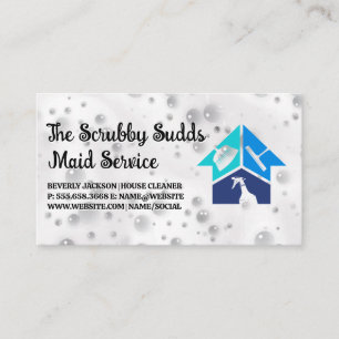 Cleaning Service Icons   Soapy Sud Bubbles Business Card