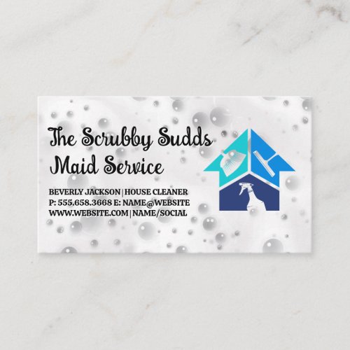 Cleaning Service Icons  Soapy Sud Bubbles Business Card