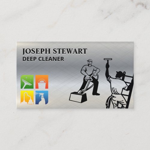 Cleaning Service Icons  Steamer  Window Cleaner Business Card