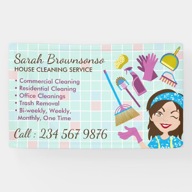 Cleaning Service Includes Janitorial Maid Business Banner