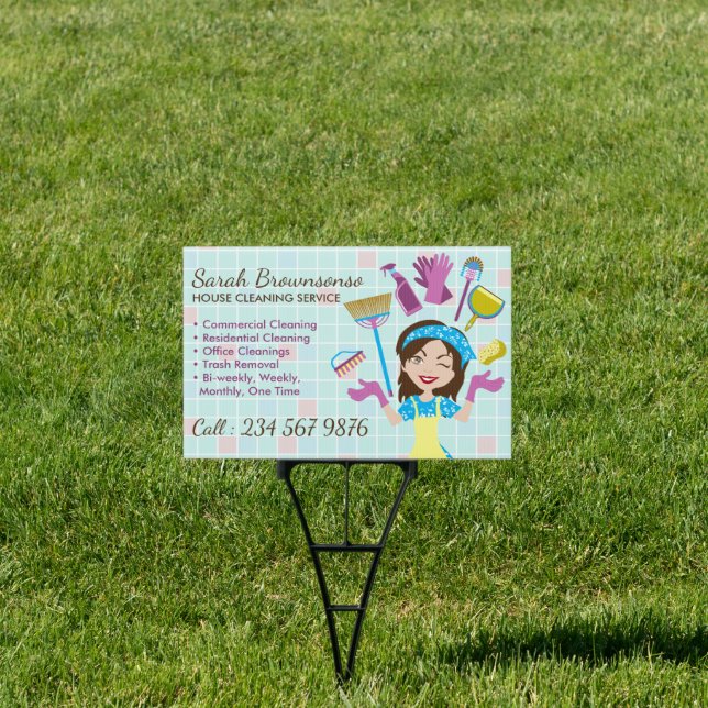 Cleaning Service Includes Janitorial Maid Outdoor Sign (Insitu)