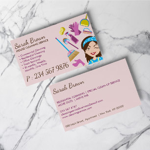Cleaning Service Janitorial Lady Maid Tile Wash Business Card