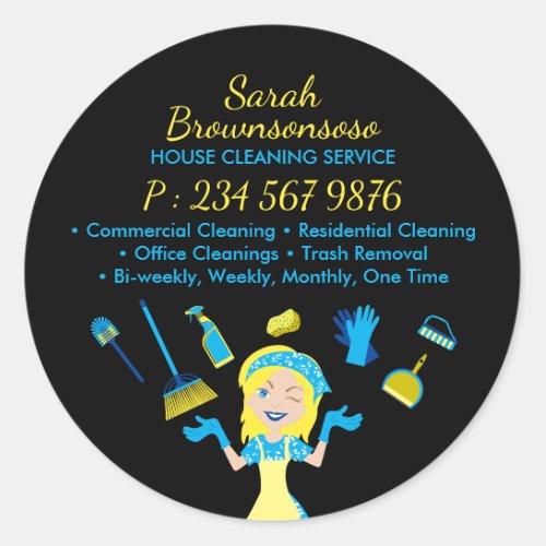 Cleaning Service Janitorial Maid Worker Business Classic Round Sticker