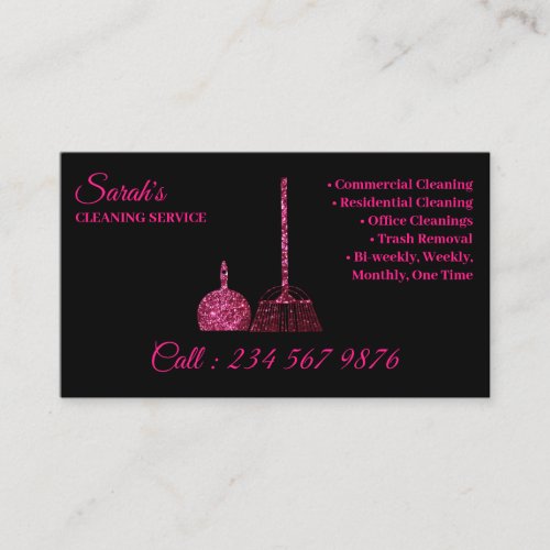 Cleaning Service Janitorial pink sparkle girly Business Card