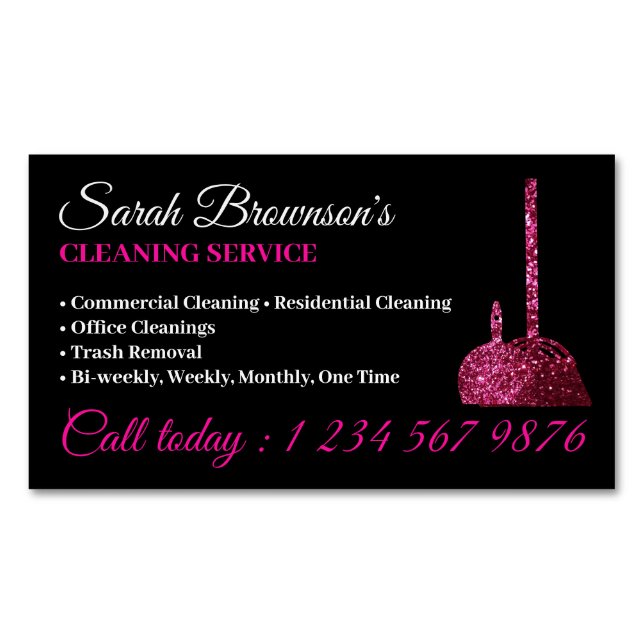 Cleaning Service Janitorial supply sparkle glitter Business Card Magnet (Front)