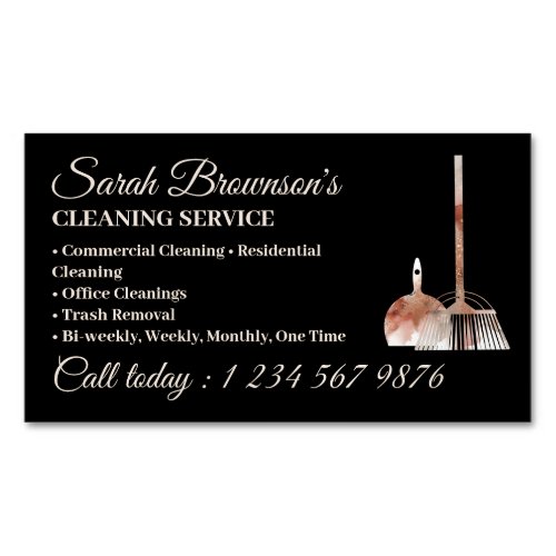 Cleaning Service Janitorial Watercolor Beige Business Card Magnet