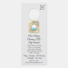 Cleaning Service Laundy Washing QR Code Gold Door Hanger