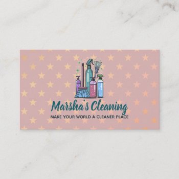 Cleaning Service Logo Business Cards by MsRenny at Zazzle
