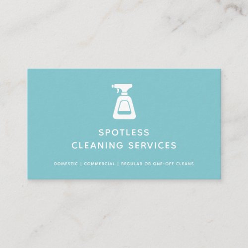 Cleaning Service Maid Aqua Blue Spray Bottle Business Card