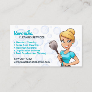 Cleaning Service Maid Business Card Template