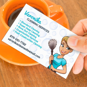 Cleaning Service Maid Business Card Template