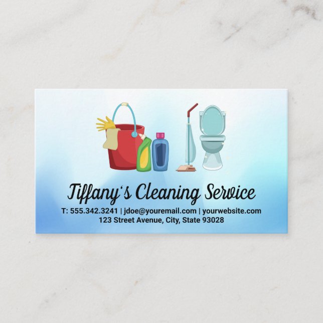 Cleaning Service | Maid Cleaner Equipment Business Card (Front)