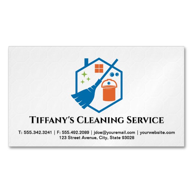 Cleaning Service | Maid Cleaner Supplies | Tile Business Card Magnet (Front)