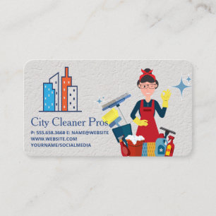 Cleaning Service   Maid Cleaning   City Buildings Business Card